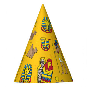 Ägyptische Elemente, Anubis, Pyramidenmuster. Partyhütchen