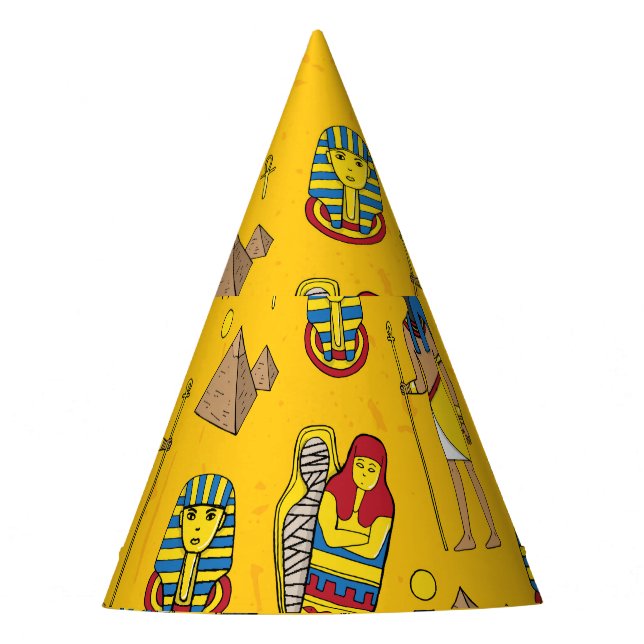 Ägyptische Elemente, Anubis, Pyramidenmuster. Partyhütchen (Vorderseite)