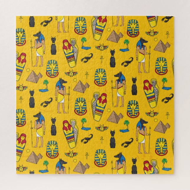 Ägyptische Elemente, Anubis, Pyramidenmuster. Puzzle (Vertikal)