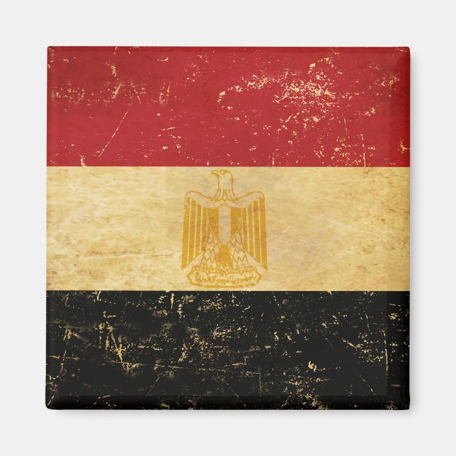 Ägyptische Flagge Vintag Grunge Design Magnet (Vorne)