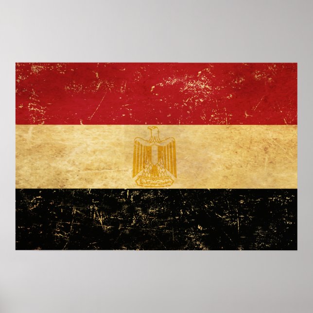 Ägyptische Flagge Vintag Grunge Design Poster (Vorne)