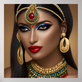 Ägyptische Frau Exotic Gold grüne Schmuck Poster