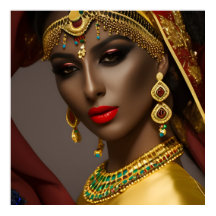 Ägyptische Frau Exotisches Kopftuch goldblau