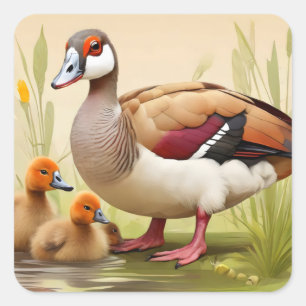 Ägyptische Gans mit Entenlingen Quadratischer Aufkleber
