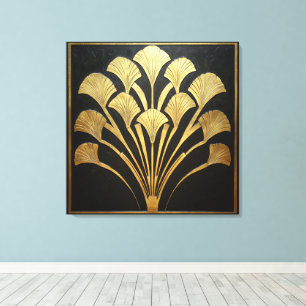 Ägyptische Gold-Hieroglyphen-Blumen-Kunst im Art D Leinwanddruck
