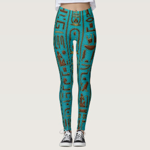 Ägyptische goldene lederne Hieroglyphen geprägt Leggings