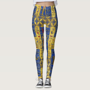 Ägyptische Goldsymbole auf Lapislazuli Leggings