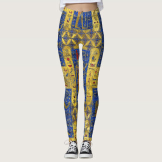 Ägyptische Goldsymbole auf Lapislazuli Leggings