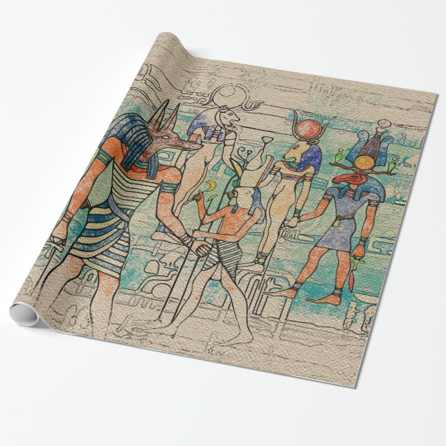 Ägyptische Götter auf Leinwand Geschenkpapier (Ungerollt)