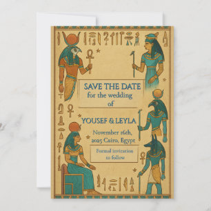 Ägyptische Götter Hieroglyphen Gold Hochzeitstermi Save The Date