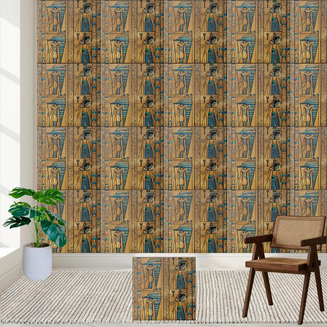 Ägyptische Götter und Hieroglyphen Fliese (Majestic Egyptian Gods and Hieroglyphs Tile)