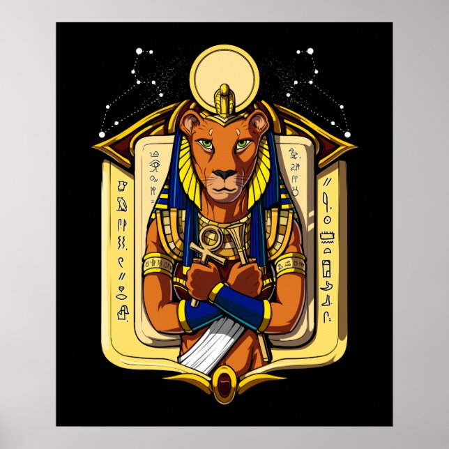 Ägyptische Göttin Lioness Sekhmet God Bastet Poster (Vorne)