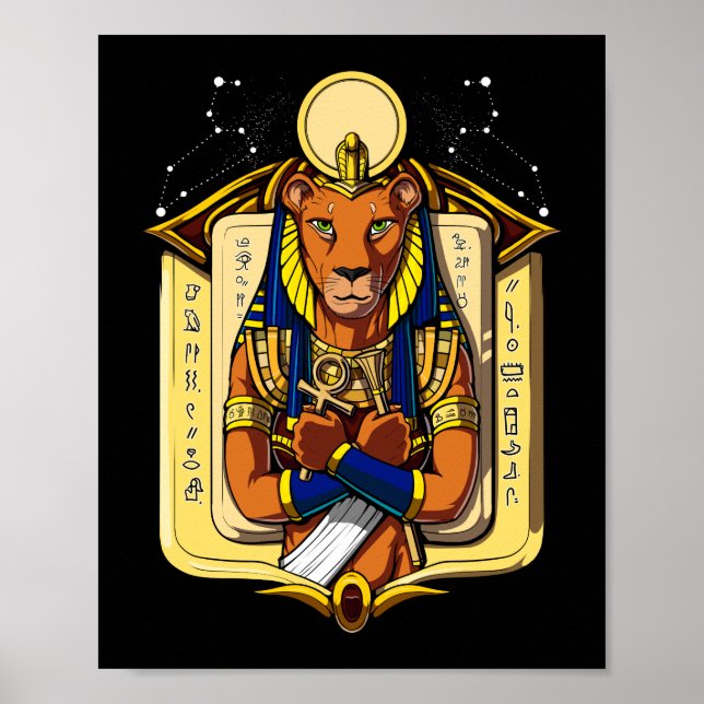 Ägyptische Göttin Lioness Sekhmet God Bastet Poster (Vorne)
