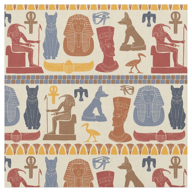 Ägyptische Grafik-Collage aus dem alten Ägypten Stoff (Nahaufnahme)