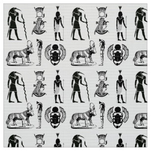 Ägyptische Grafiken, schwarz und weiß Hieroglyphen Stoff