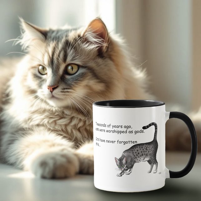 Ägyptische Gray Tabby Cat Kaffeetasse (Von Creator hochgeladen)