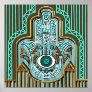 Ägyptische Hamsa Hand Khamsa von Fatimah Poster