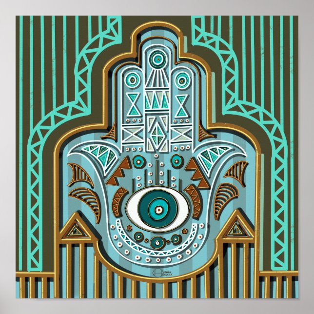 Ägyptische Hamsa Hand Khamsa von Fatimah Poster (Vorne)