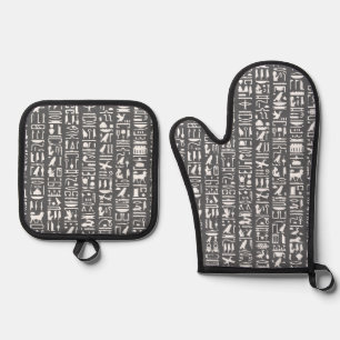 Ägyptische Hieroglyphe Ofenhandschuh & Topflappen-Set