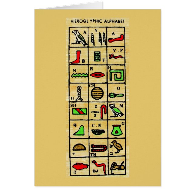 Ägyptische Hieroglyphen, alphabetische Symbole (Vorne)