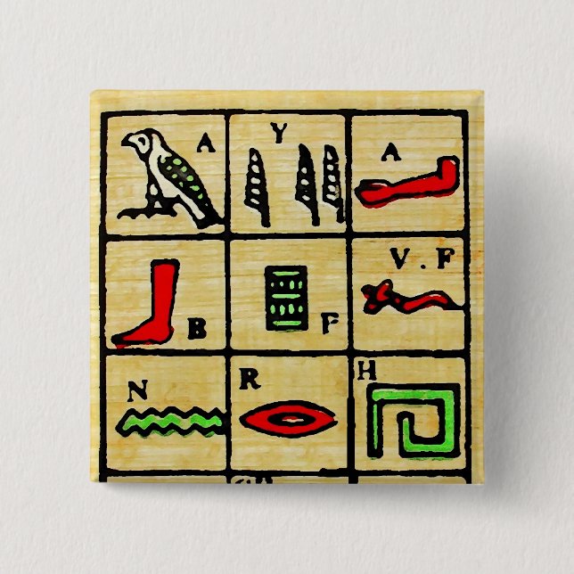 Ägyptische Hieroglyphen, alphabetische Symbole Button (Vorderseite)