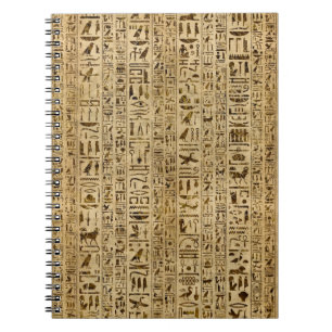 Ägyptische Hieroglyphen auf Papyrus Notizblock