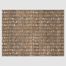 Ägyptische Hieroglyphen aus Gold auf der Braunseit Seidenpapier
