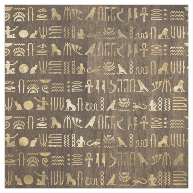 Ägyptische Hieroglyphen aus Gold Stoff (Muster)