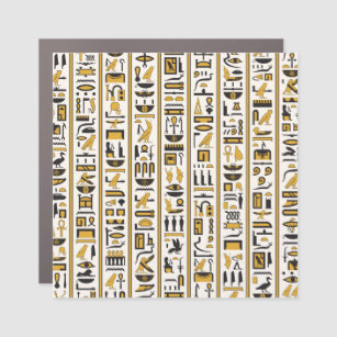 Ägyptische Hieroglyphen: Gelb-Schwarz Nahtlos. Auto Magnet