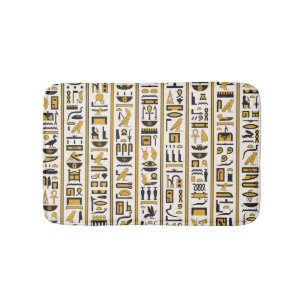 Ägyptische Hieroglyphen: Gelb-Schwarz Nahtlos. Badematte