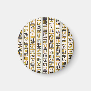Ägyptische Hieroglyphen: Gelb-Schwarz Nahtlos. Magnet