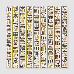 Ägyptische Hieroglyphen: Gelb-Schwarz Nahtlos. Magnetkarte