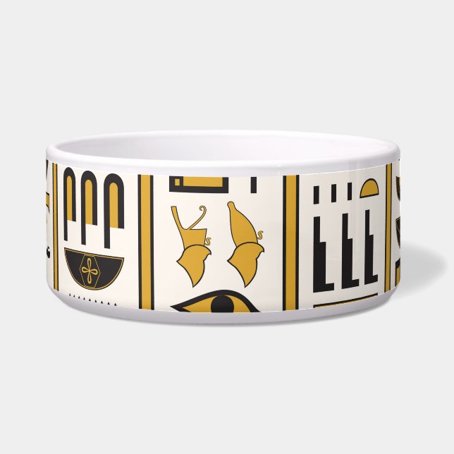 Ägyptische Hieroglyphen: Gelb-Schwarz Nahtlos. Napf (Vorderseite)