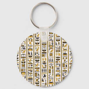 Ägyptische Hieroglyphen: Gelb-Schwarz Nahtlos. Schlüsselanhänger
