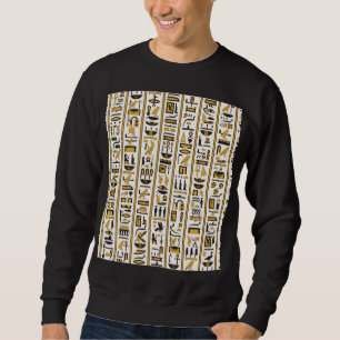 Ägyptische Hieroglyphen: Gelb-Schwarz Nahtlos. Sweatshirt