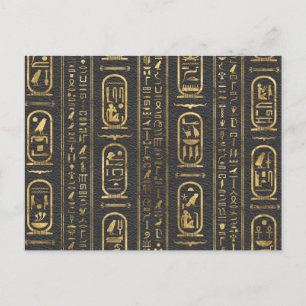 Ägyptische Hieroglyphen Gold auf Leder Postkarte