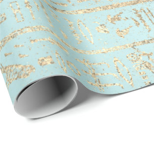 Ägyptische Hieroglyphen Gold Blue Aqua Pastel Geschenkpapier