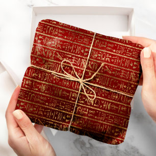 Ägyptische Hieroglyphen Gold Foxier Bordeaux Luxu Geschenkpapier
