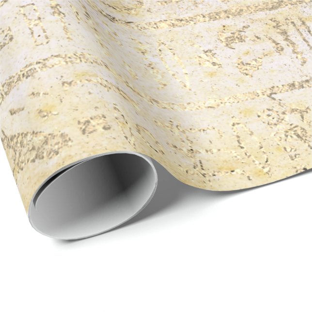 Ägyptische Hieroglyphen Gold Foxier Grungy Creamy Geschenkpapier (Rolleneckpunkt)