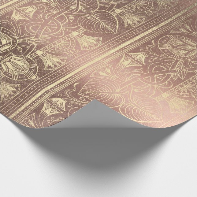 Ägyptische Hieroglyphen Gold Foxier Rose Gold Meta Geschenkpapier (Ecke)