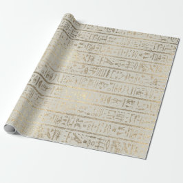 Ägyptische Hieroglyphen Gold Pastel Creamy Grau Geschenkpapier