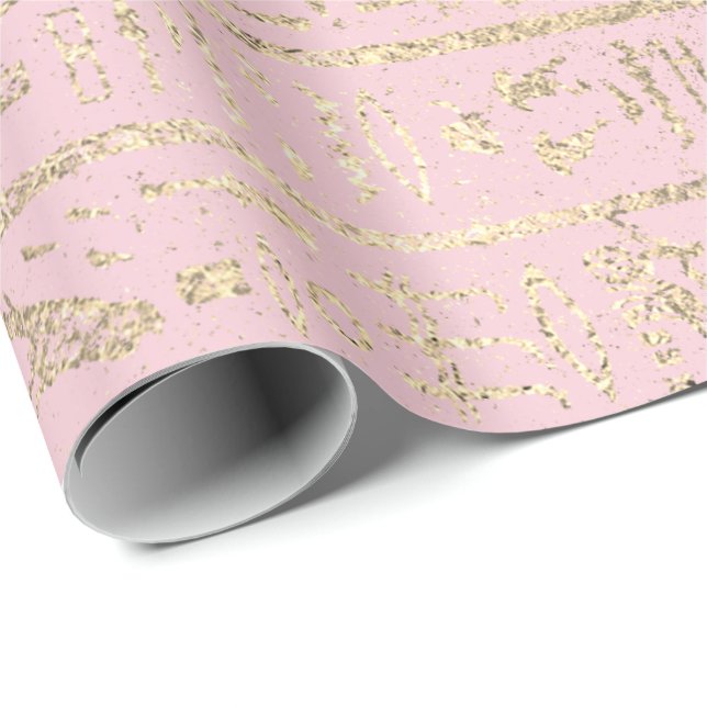 Ägyptische Hieroglyphen Gold Pastell Pink Pastel S Geschenkpapier (Rolleneckpunkt)