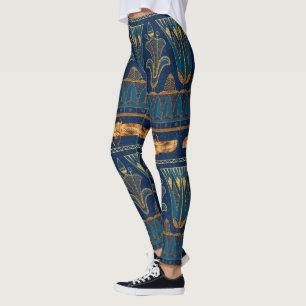 Ägyptische Hieroglyphen Goldbeetles Goldener Glitz Leggings