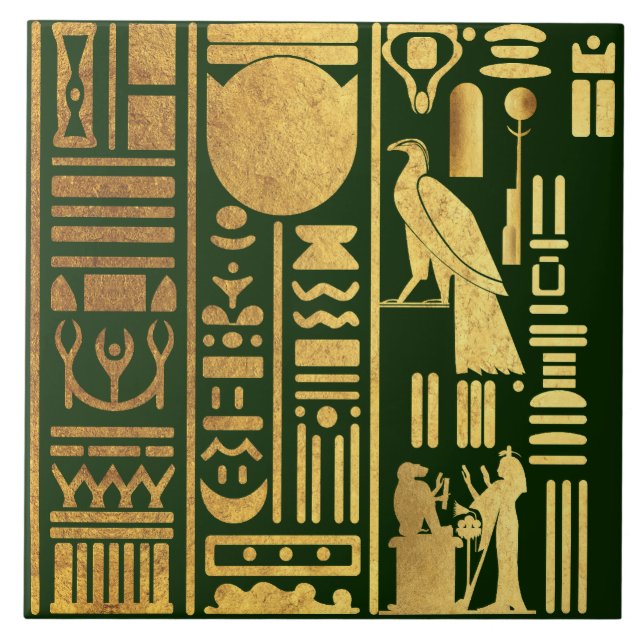 Ägyptische Hieroglyphen-Goldfolie Fliese (Vorderseite)