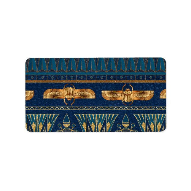 Ägyptische Hieroglyphen Goldkäfer Goldener Glitzer Adressaufkleber (Vorne)