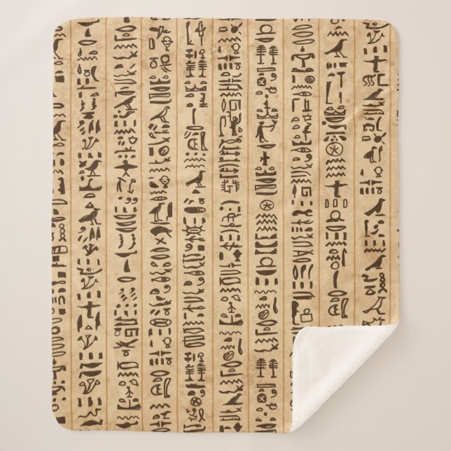 Ägyptische Hieroglyphen, grunge nahtloses Muster Sherpadecke (Vorderseite)