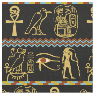 Ägyptische Hieroglyphen im Auge des Horuskielmust Stoff