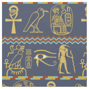 Ägyptische Hieroglyphen im Auge des Horuskielmuste Stoff
