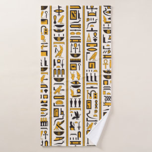 Ägyptische Hieroglyphen in gelb-schwarzer Farbe na Badehandtuch