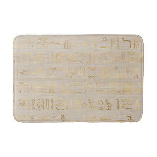 Ägyptische Hieroglyphen in Gold Badematte